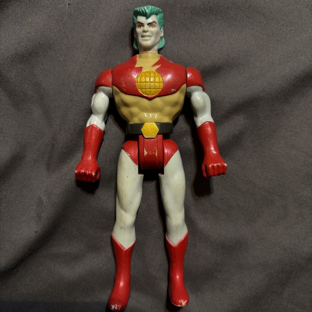 Captain Planet Plastic Action Figure, Red/Gray/Yellow/Blue Color